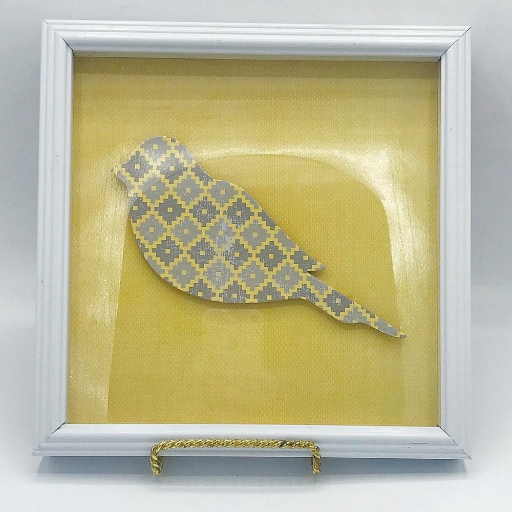 New View Gifts Yellow Patterned Bird Silhouette Framed Picture